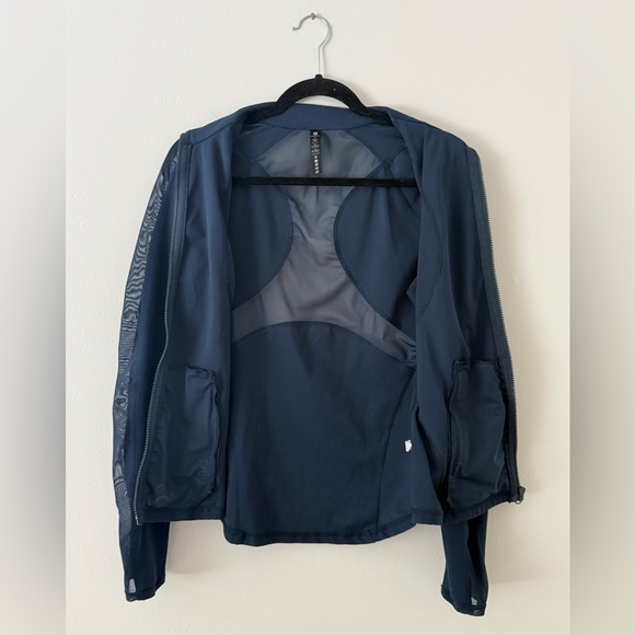 Athletic Zip-Up Jacket 90 Degree By Reflex Navy Blue Sheer Mesh Panels Size M - Picture 12 of 14